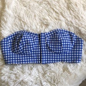 Zara blue and white gingham bandeau top